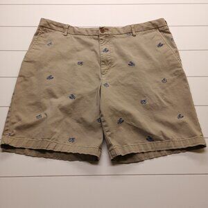 IZOD Saltwater Khaki Shorts Men’s 38 Crab Print Coastal Preppy Stretch